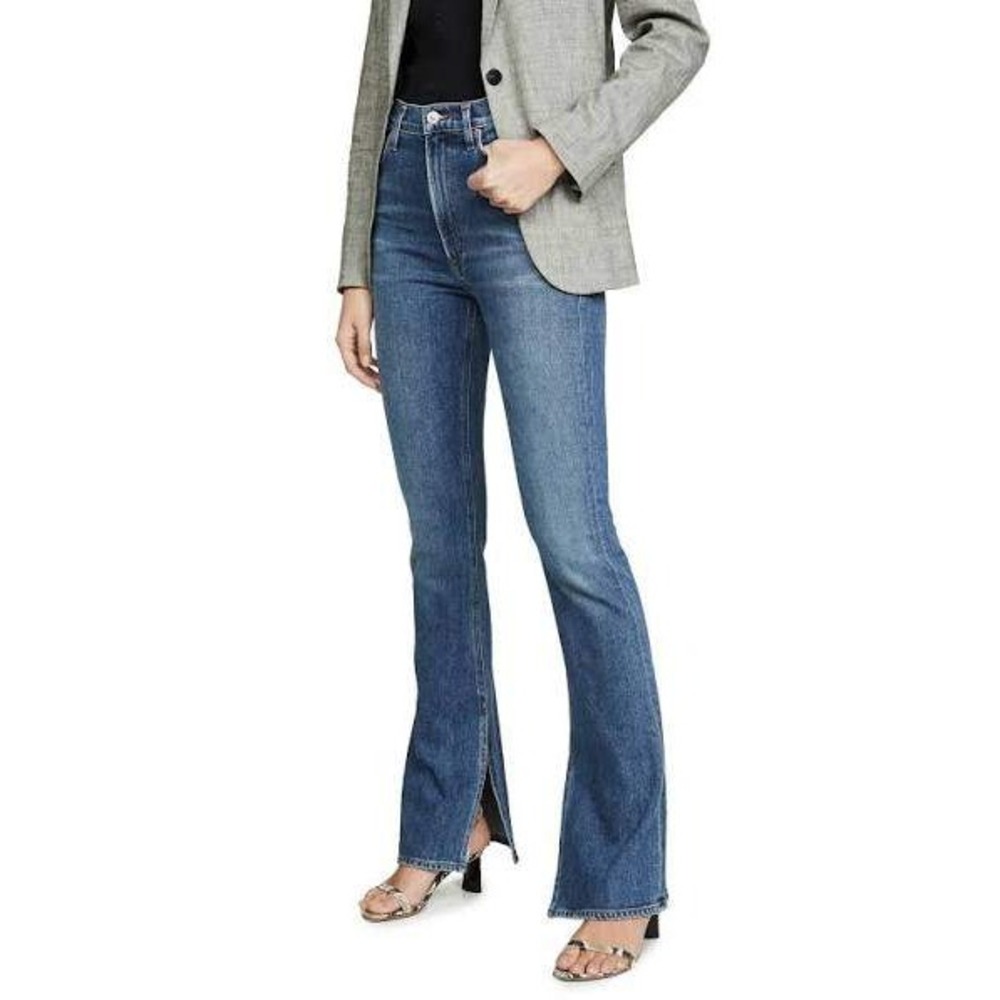 Citizens of Humanity Georgia High Rise Boot Cut Jeans Blue Split Hem Size 28